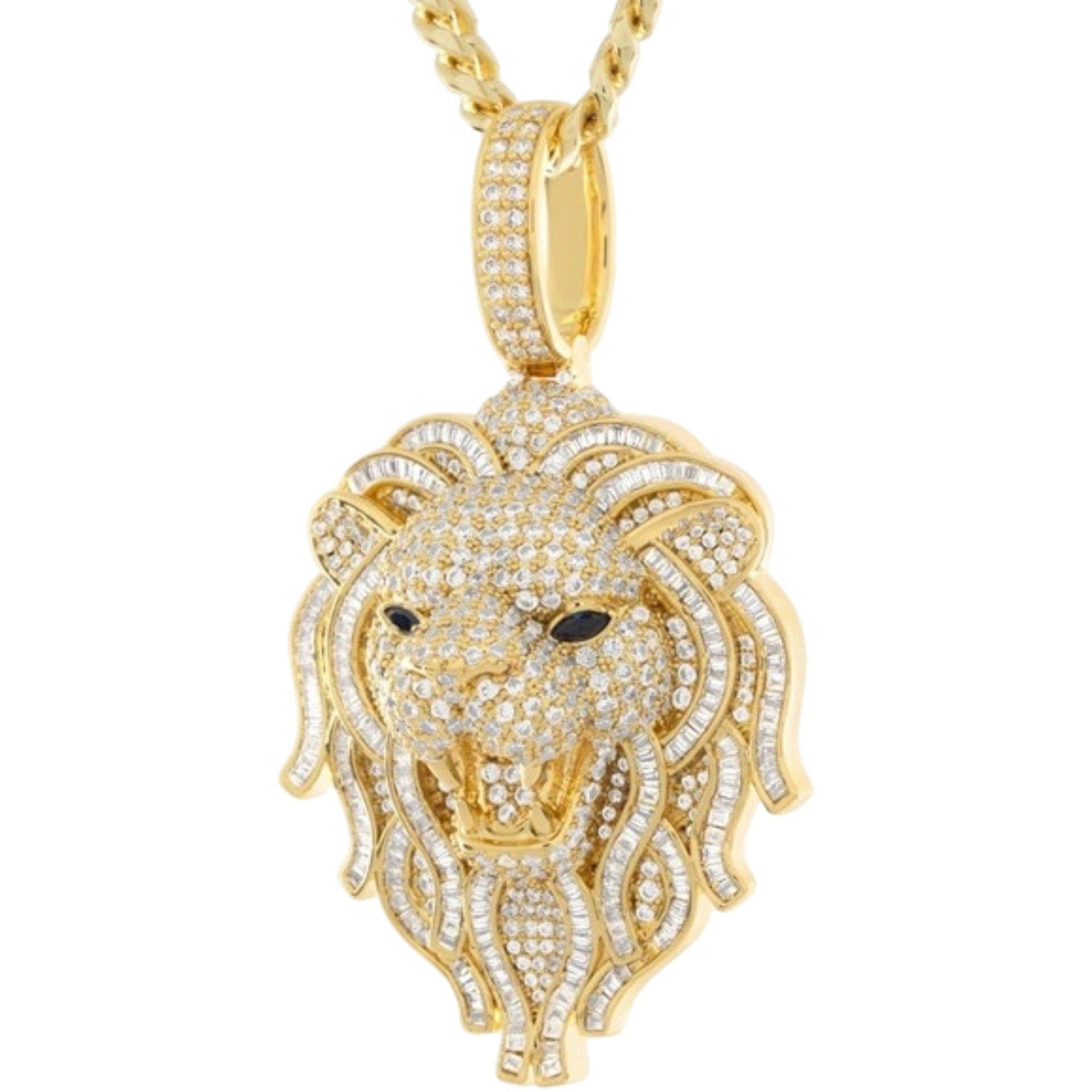 King Ice 14k Gold Plated Lion Necklace - GOLD